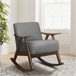 Lexicon Waithe Mid-Century Textured Fabric Rocking Chair in Dark Walnut/Gray