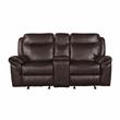 Lexicon Aram Faux Leather Double Glider Reclining Love Seat in Dark Brown