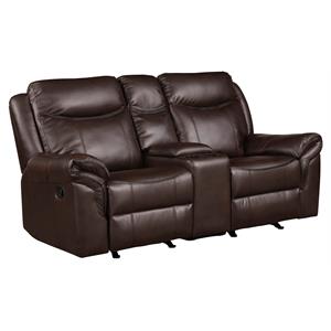lexicon aram faux leather double glider reclining love seat in dark brown