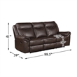 Lexicon Aram Transitional Faux Leather Double Reclining Sofa in Dark Brown