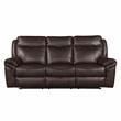 Lexicon Aram Transitional Faux Leather Double Reclining Sofa in Dark Brown