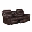 Lexicon Aram Transitional Faux Leather Double Reclining Sofa in Dark Brown