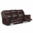 Lexicon Aram Transitional Faux Leather Double Reclining Sofa in Dark Brown