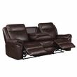 Lexicon Aram Transitional Faux Leather Double Reclining Sofa in Dark Brown