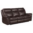 Lexicon Aram Transitional Faux Leather Double Reclining Sofa in Dark Brown