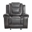 Lexicon Briscoe Faux Leather Glider Reclining Chair in Light Gray/Dark Gray