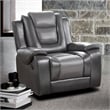 Lexicon Briscoe Faux Leather Glider Reclining Chair in Light Gray/Dark Gray