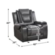 Lexicon Briscoe Faux Leather Glider Reclining Chair in Light Gray/Dark Gray