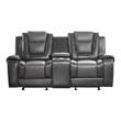 Lexicon Briscoe Faux Leather Double Glider Reclining Loveseat in Gray