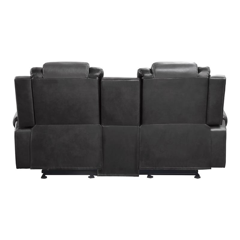 Lexicon Briscoe Faux Leather Double Glider Reclining Loveseat in Gray