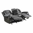 Lexicon Briscoe Faux Leather Double Glider Reclining Loveseat in Gray