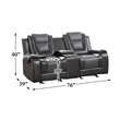 Lexicon Briscoe Faux Leather Double Glider Reclining Loveseat in Gray