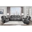 Lexicon Briscoe Faux Leather Double Reclining Sofa with Cup Holder in Gray