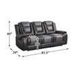 Lexicon Briscoe Faux Leather Double Reclining Sofa with Cup Holder in Gray