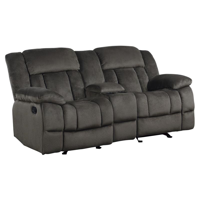 Lexicon Laurelton Microfiber Double Glider Reclining Love Seat in Chocolate