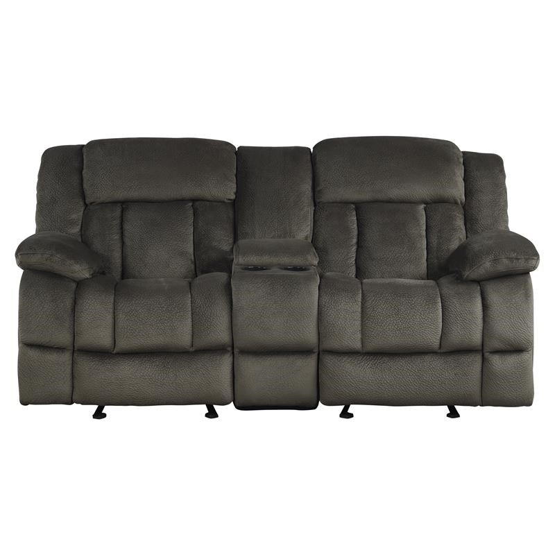 Lexicon Laurelton Microfiber Double Glider Reclining Love Seat in Chocolate