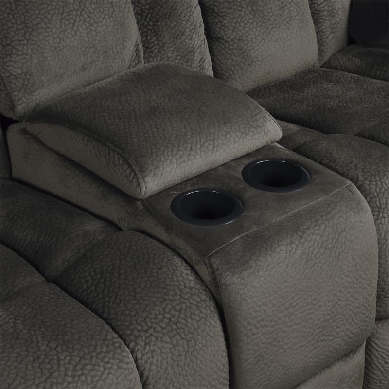 Lexicon Laurelton Microfiber Double Glider Reclining Love Seat in Chocolate