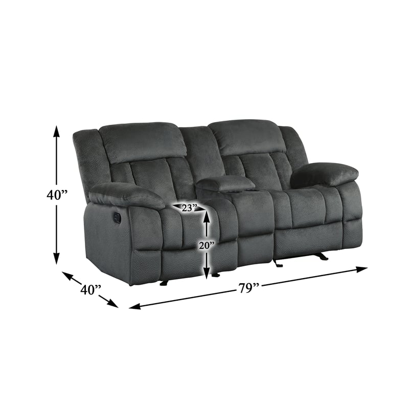 Lexicon Laurelton Microfiber Double Glider Reclining Love Seat in Charcoal