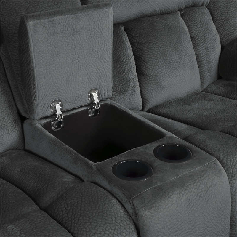 Lexicon Laurelton Microfiber Double Glider Reclining Love Seat in Charcoal