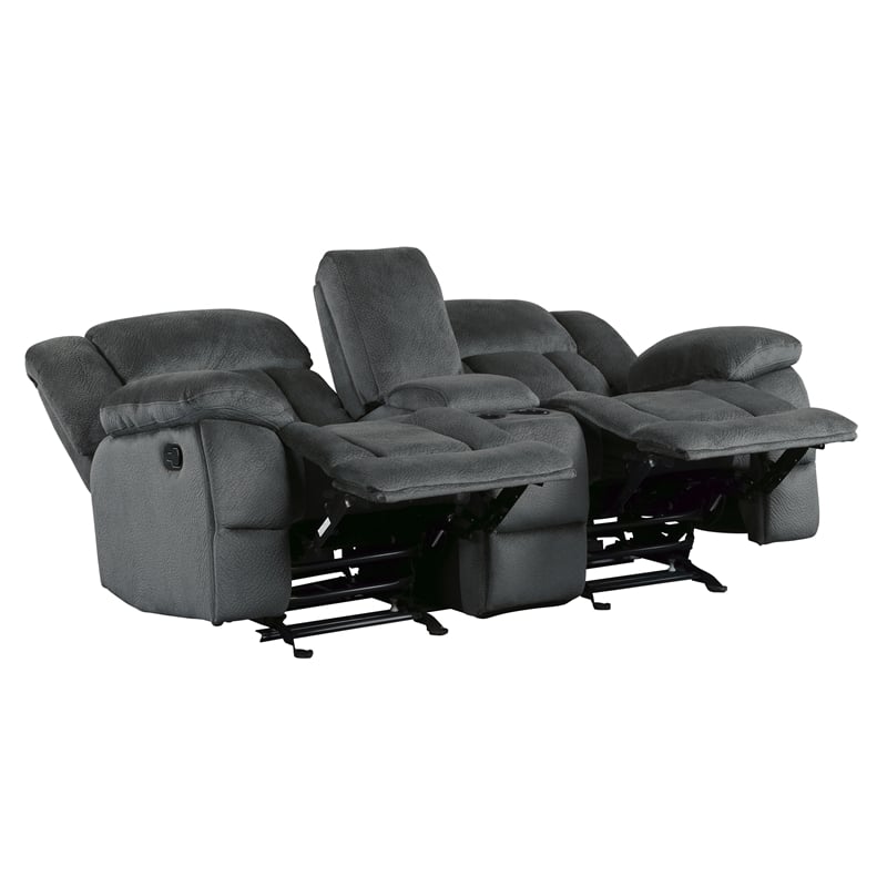 Lexicon Laurelton Microfiber Double Glider Reclining Love Seat in Charcoal
