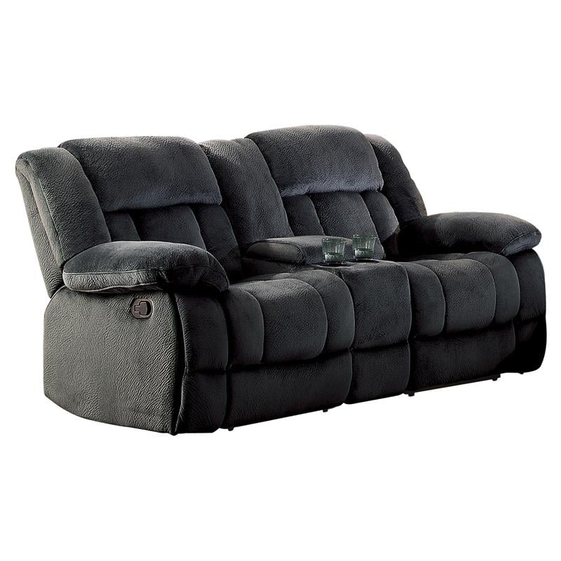 Lexicon Laurelton Microfiber Double Glider Reclining Love Seat in Charcoal