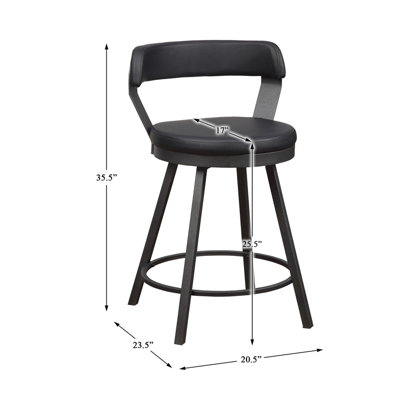 Lexicon Appert Metal Swivel Counter Height Stool in Silver/Black (Set of 2