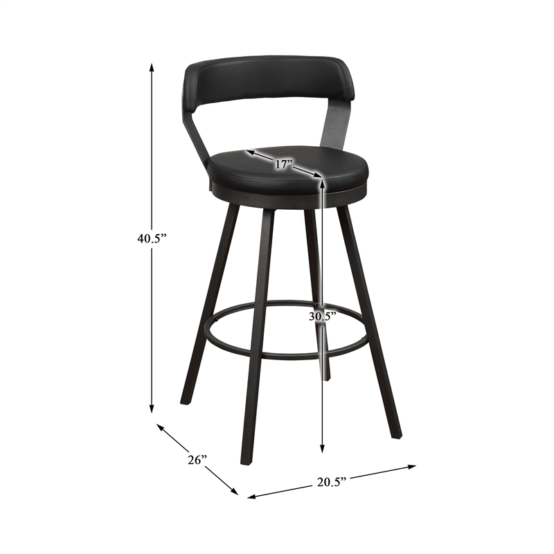 Lexicon Appert Metal Swivel Pub Height Chair in Silver/Black (Set of 2)