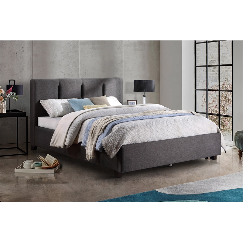 Lexicon Aitana Modern Textured Fabric Queen Platform Bed in Gray