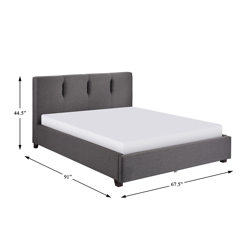 Lexicon Aitana Modern Textured Fabric Queen Platform Bed in Gray