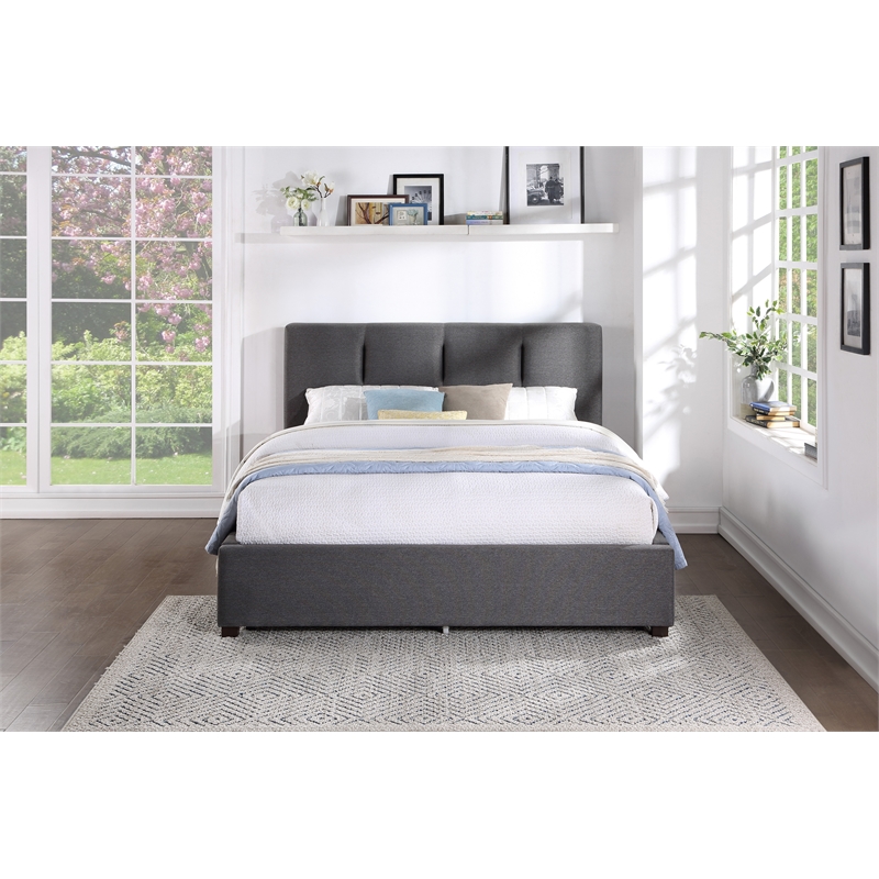 Lexicon Aitana Fabric Full Platform Bed with Storage Drawer in Gray