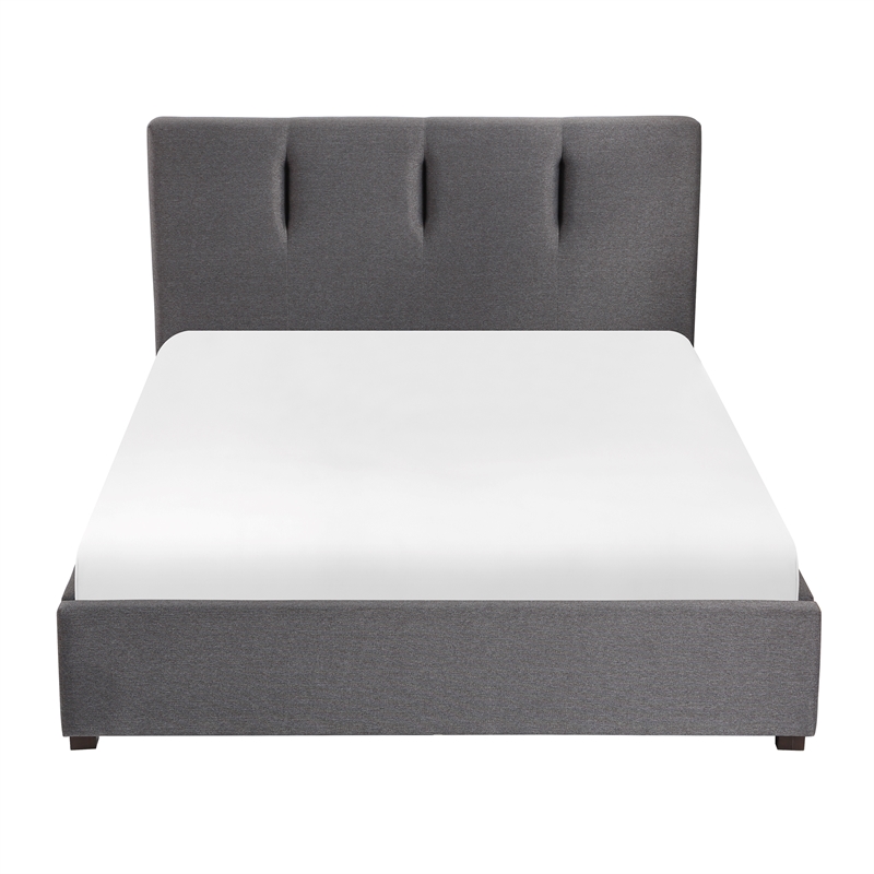 Lexicon Aitana Fabric Queen Platform Bed with Storage Drawer in Gray