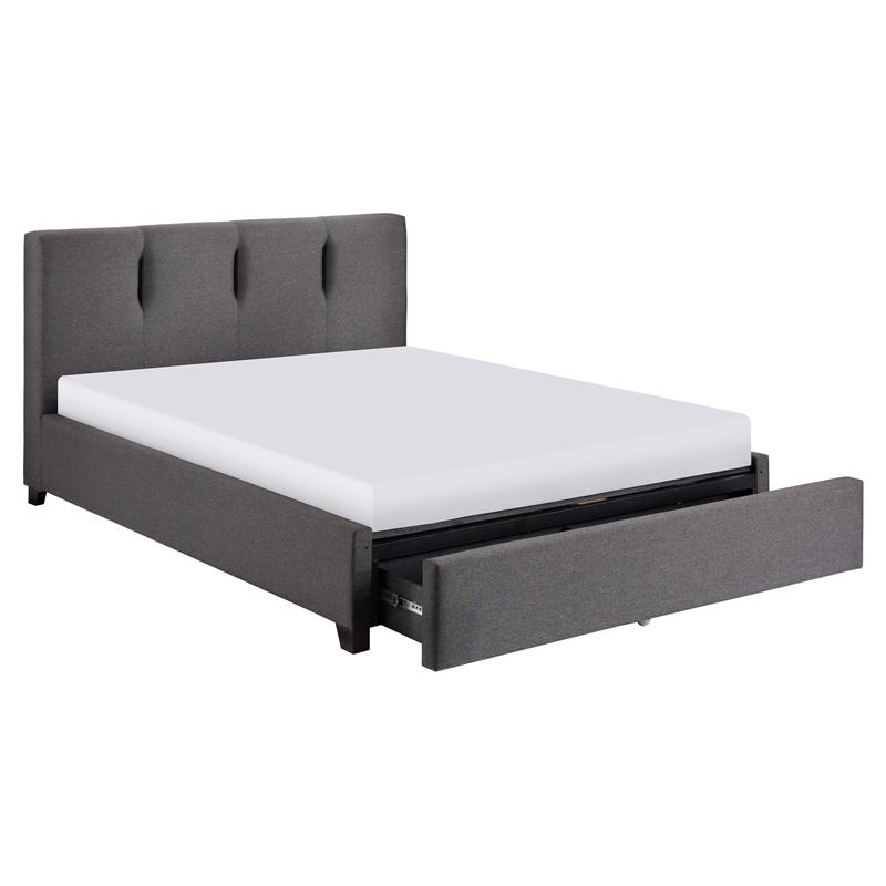 Lexicon Aitana Fabric Queen Platform Bed with Storage Drawer in Gray