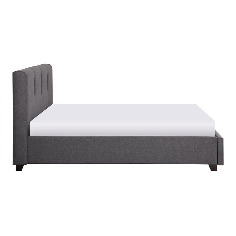 Lexicon Aitana Fabric Eastern King Platform Bed with Storage Drawer in Gray