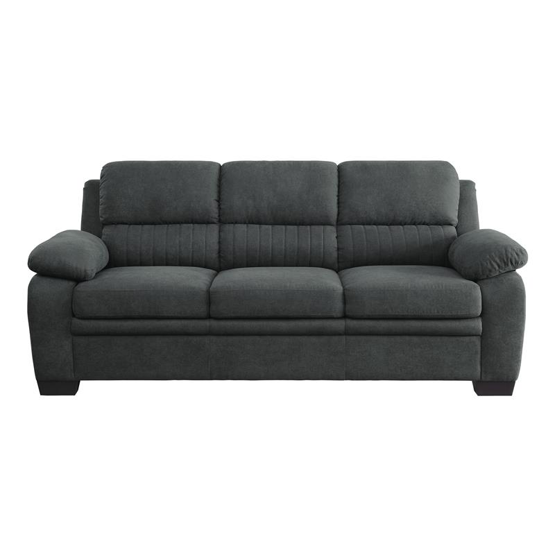 Lexicon Holleman Modern Textured Fabric Sofa with Pillow-top Arms in Dark Gray