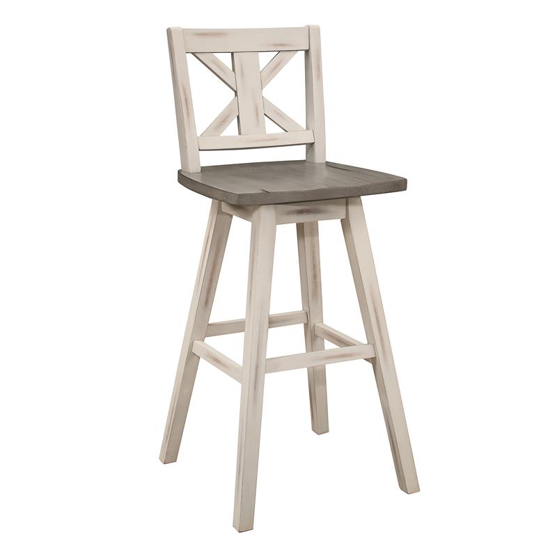Lexicon Amsonia Cross Back Bar Height Dining Swivel Chair in White (Set of 2)