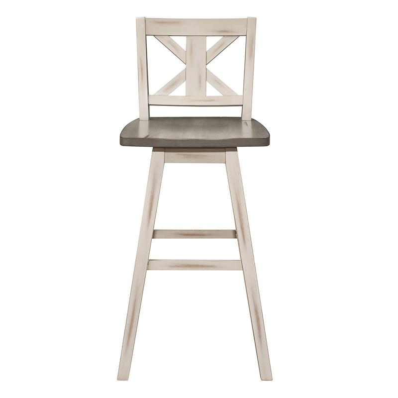 Lexicon Amsonia Cross Back Bar Height Dining Swivel Chair in White (Set of 2)