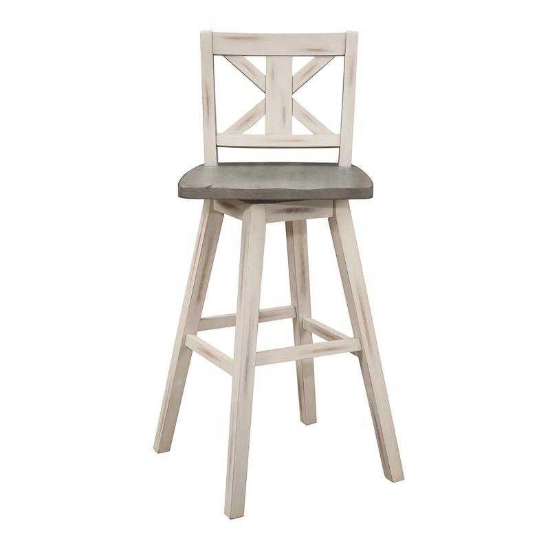 Lexicon Amsonia Cross Back Bar Height Dining Swivel Chair in White (Set of 2)