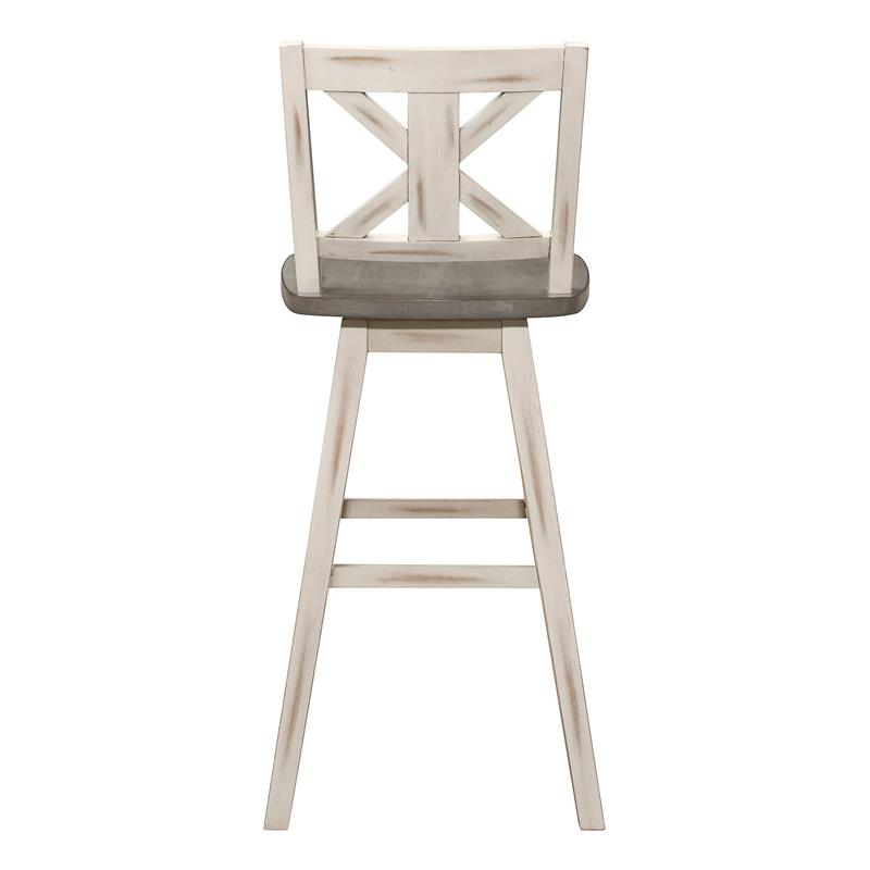 Lexicon Amsonia Cross Back Bar Height Dining Swivel Chair in White (Set of 2)