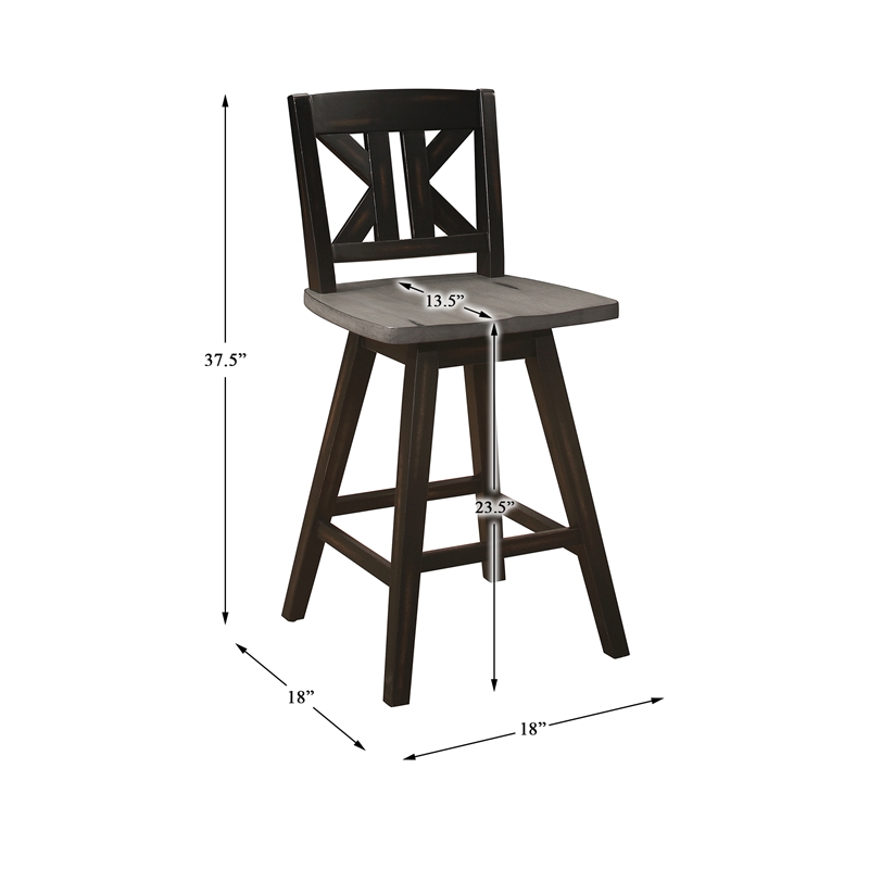 Lexicon Amsonia K-back Counter Height Dining Swivel Chair in Black (Set of 2)