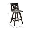 Lexicon Amsonia K-back Counter Height Dining Swivel Chair in Black (Set of 2)
