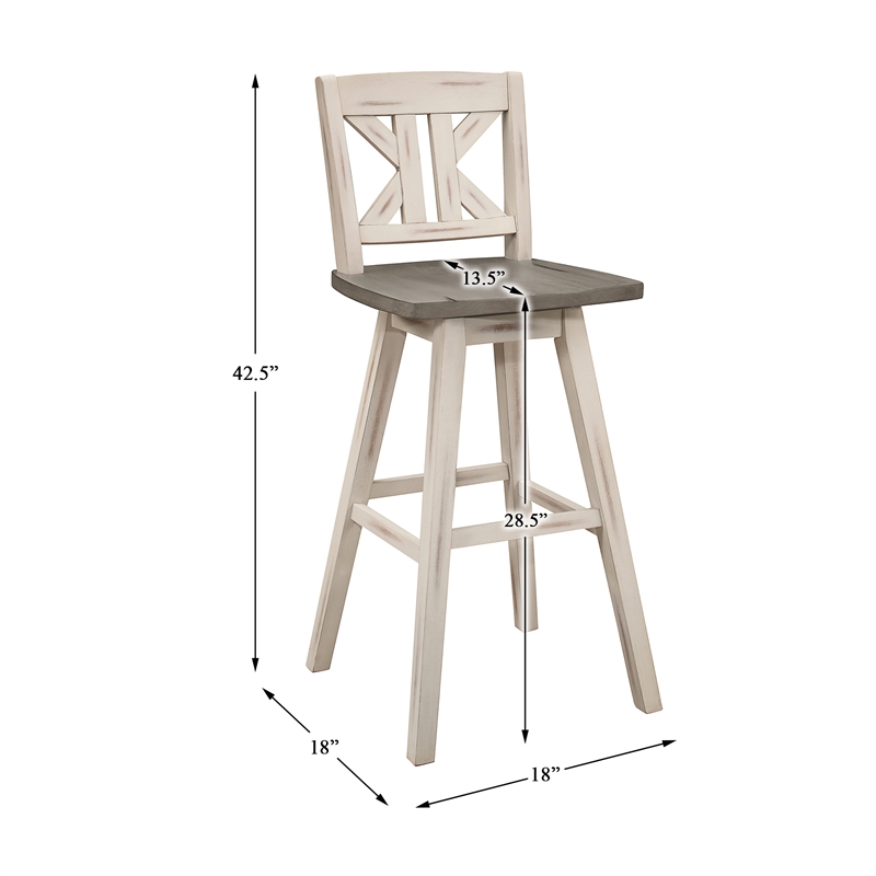 Lexicon Amsonia K-back Bar Height Dining Swivel Chair in White (Set of 2)