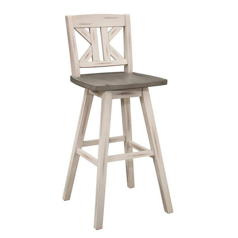 Lexicon Amsonia K-back Bar Height Dining Swivel Chair in White (Set of 2)