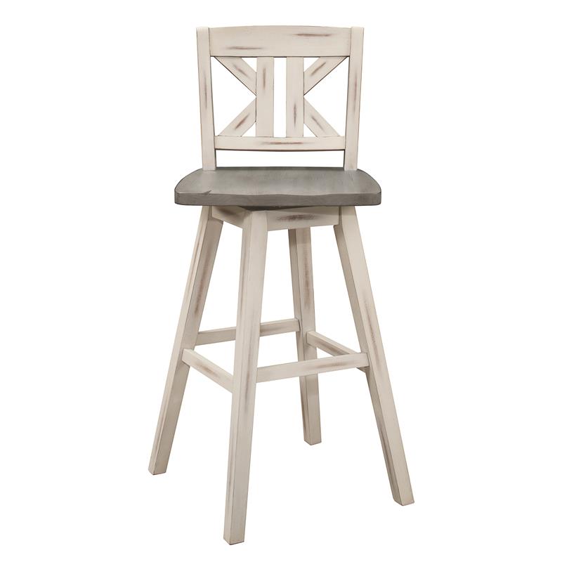 Lexicon Amsonia K-back Bar Height Dining Swivel Chair in White (Set of 2)
