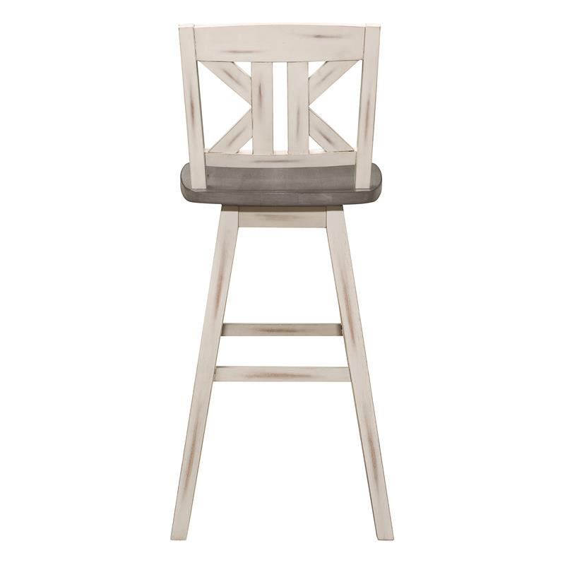 Lexicon Amsonia K-back Bar Height Dining Swivel Chair in White (Set of 2)