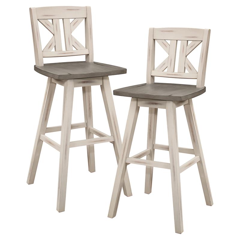 Lexicon Amsonia K-back Bar Height Dining Swivel Chair in White (Set of 2)