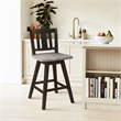 Lexicon Amsonia Slat Back Counter Height Dining Swivel Chair in Black (Set of 2)
