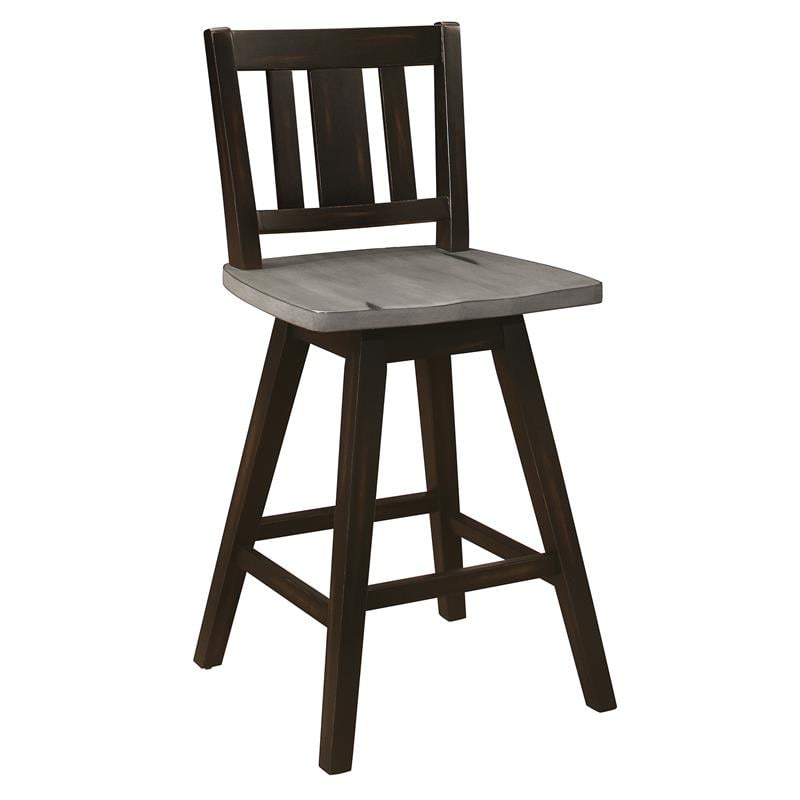 Lexicon Amsonia Slat Back Counter Height Dining Swivel Chair in Black (Set of 2)