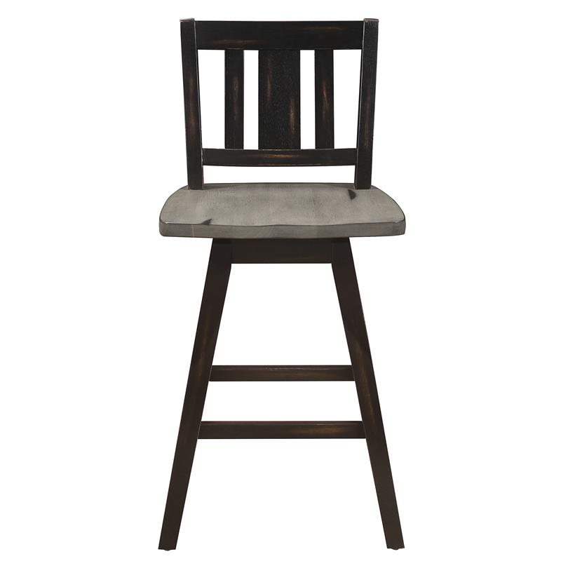 Lexicon Amsonia Slat Back Counter Height Dining Swivel Chair in Black (Set of 2)