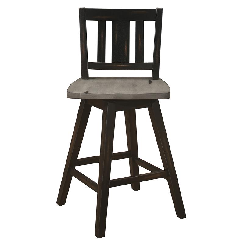 Lexicon Amsonia Slat Back Counter Height Dining Swivel Chair in Black (Set of 2)