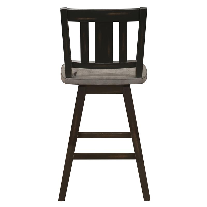 Lexicon Amsonia Slat Back Counter Height Dining Swivel Chair in Black (Set of 2)
